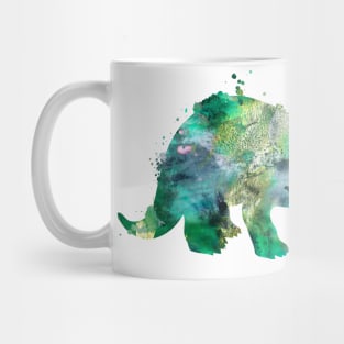 Green and Gold Triceratops Watercolor Painting Mug